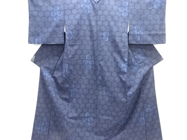 JAPANESE KIMONO / TSUMUGI / WOVEN KIKKO PATTERN